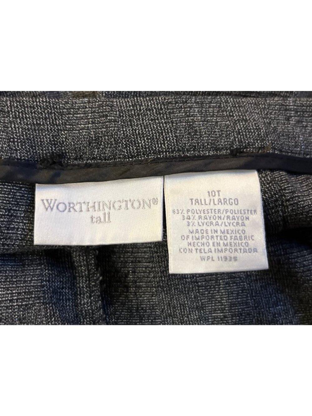 Vintage Worthington Womens 10T Tall Gray Plaid Dress Pants Metallic Stretch Used - Picture 5 of 13